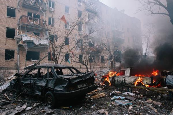 Ukraine's Kharkiv was hit by a volley of rocket fire on Tuesday.  