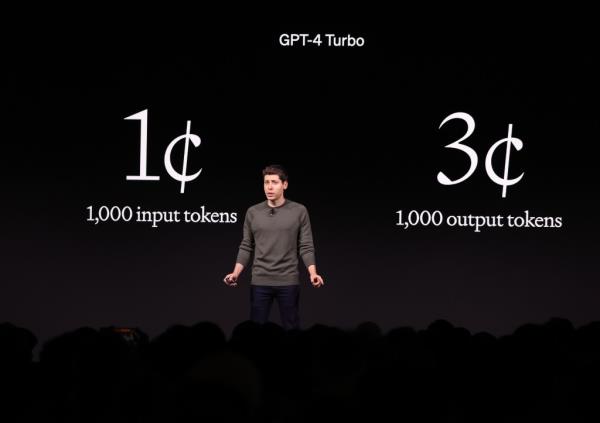Sam Altman modeling Steve Jobs on stage