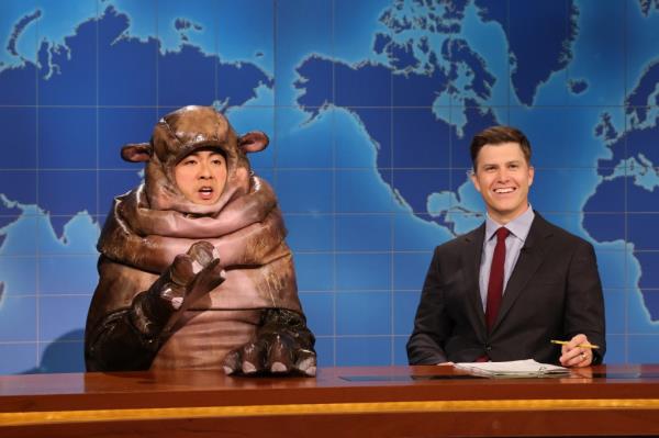 Bowen Yang, Colin Jost during the 