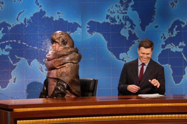 Bowen Yang and Colin Jost during Weekend Update on 
