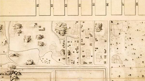 Map of the former Seneca Village in what is now known as Central Park.