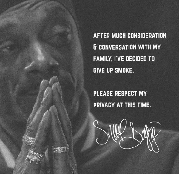 ‘“After much co<em></em>nsideration & co<em></em>nversation with my family, I’ve decided to give up smoke,