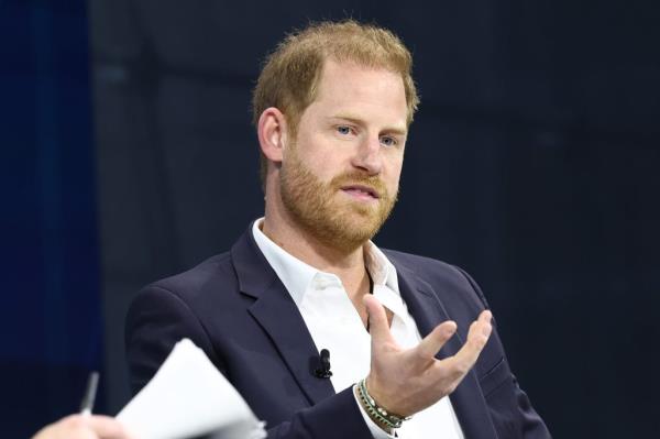 Prince Harry, Duke of Sussex, speaking at the New York Times annual DealBook Summit in 2024