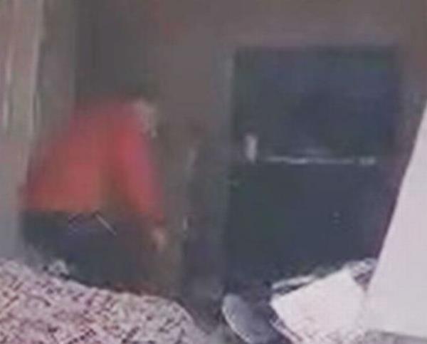 The maintenance man was caught on security camera