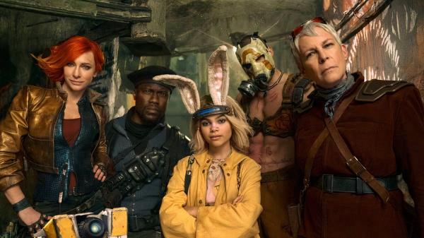The Borderlands cast stands together, including Cate Blanchett, Kevin Hart, Ariana Greenblatt and Jamie Lee Curtis