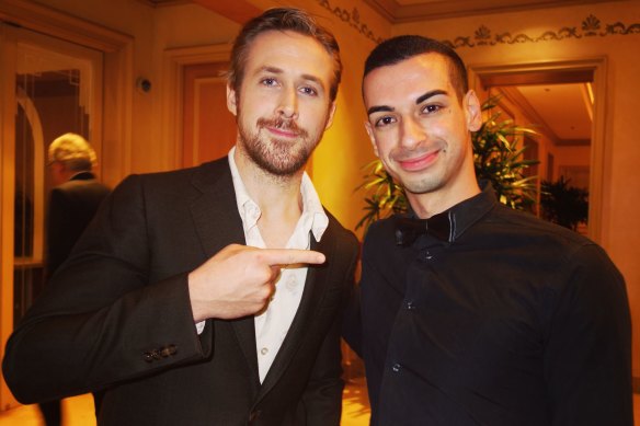 Beau Lamarre-Co<em></em>ndon  pictured with actor Ryan Gosling. 