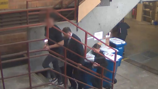 Beau Lamarre-Co<em></em>ndon in police custody on Friday.