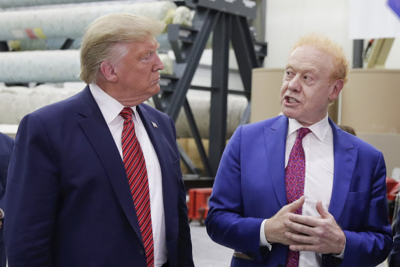 Do<em></em>nald Trump and Anthony Pratt at Pratt Industries’ box factory in Ohio in 2019.